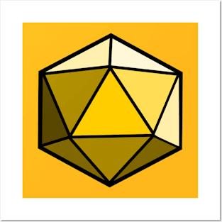 D20 Polyhedral Dice - Yellow Posters and Art